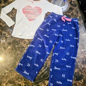 Carter's White and Blue Pajama Set with Heart and Text